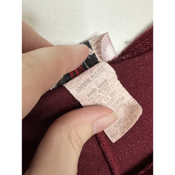 Sun Fire USA Deep Red Velvet Plush Short Sleeve Maxi Dress Sz Small - Picture 4 of 7